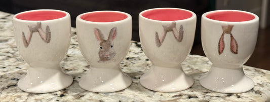 New Rae Dunn ceramic 4-piece Easter Bunny egg holder set
