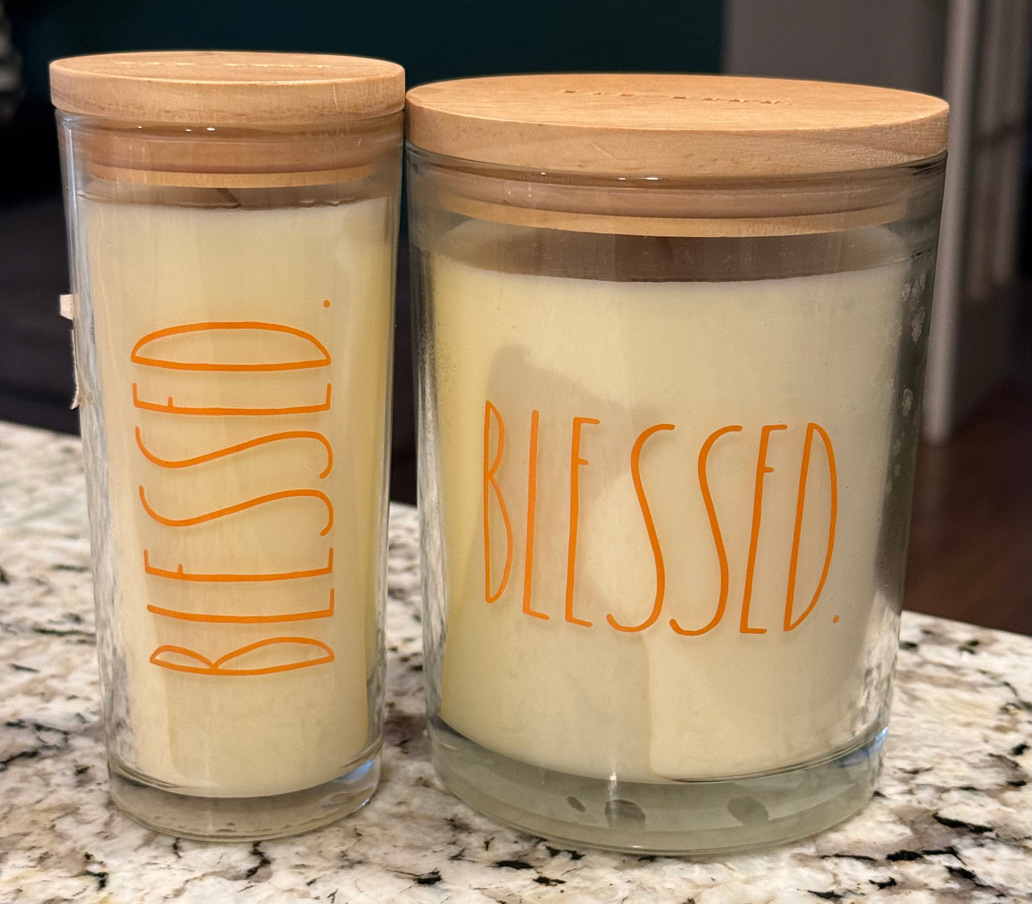 New Rae Dunn 2-piece BLESSED candle set. Ozs & scent 2nd photo!