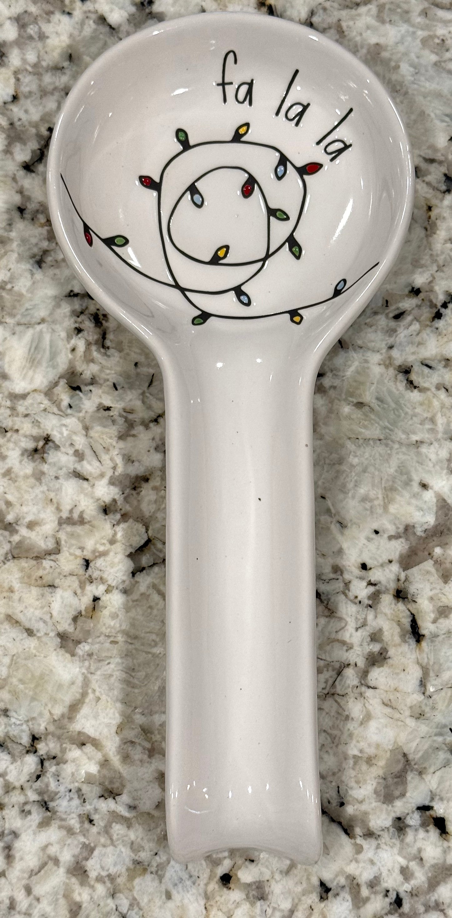New Rae Dunn ceramic Christmas light string spoon rest FA LA LA