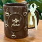 New Rae Dunn brown iridescent ceramic coffee mug COFFEE PLEASE