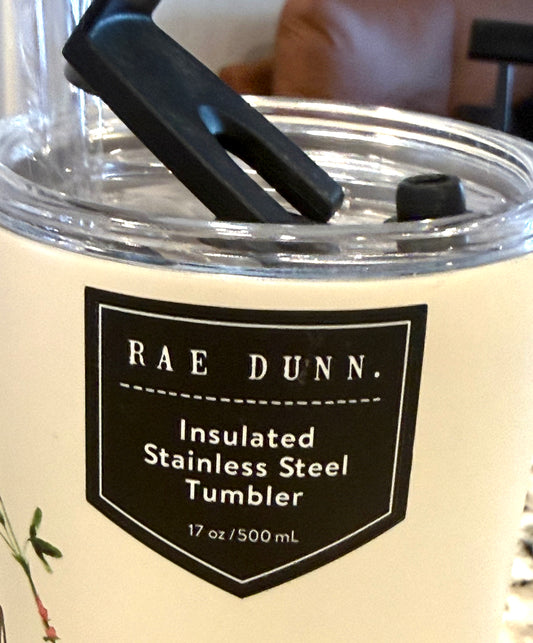 New white floral insulated stainless tumbler 17oz GRANDMA