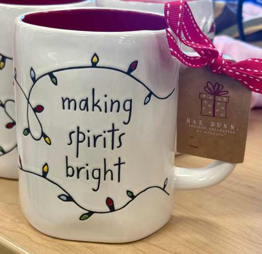 New Rae Dunn ceramic Christmas coffee mug MAKING SPIRITS BRIGHT