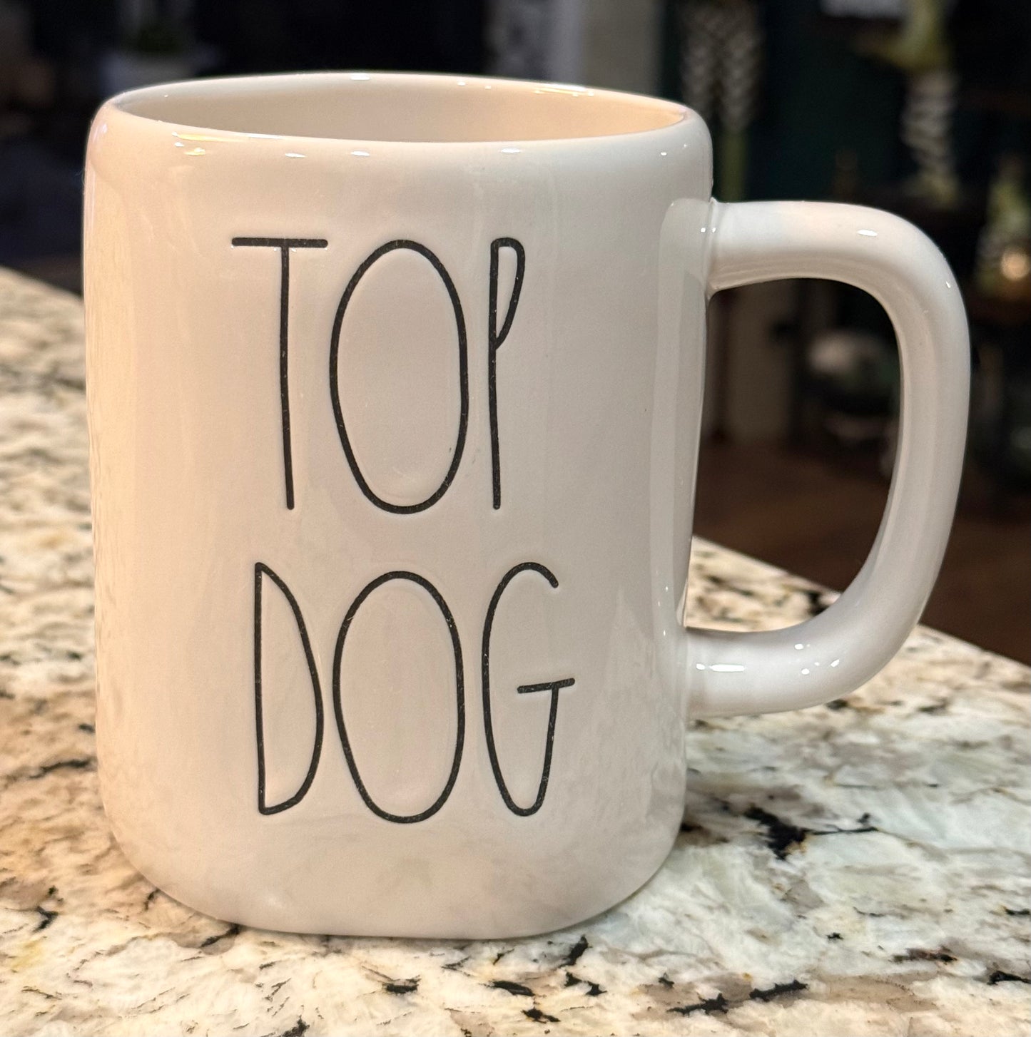New Rae Dunn white ceramic coffee mug TOP DOG