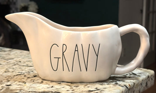 New Rae Dunn white ceramic fall decor GRAVY boat