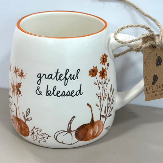 New Rae Dunn fall ceramic coffee mug GRATEFUL & BLESSED