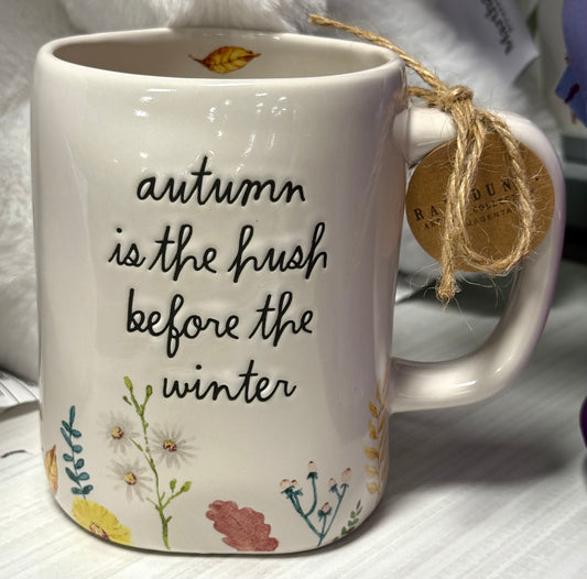 New Rae Dunn fall ceramic coffee mug AUTUMN IS THE HUSH BEFORE THE WINTER