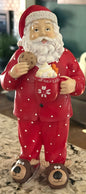 New Resin Santa in pajamas with reindeer slippers