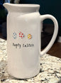 New Rae Dunn retired ceramic 3-dotted egg Happy Easter pitcher