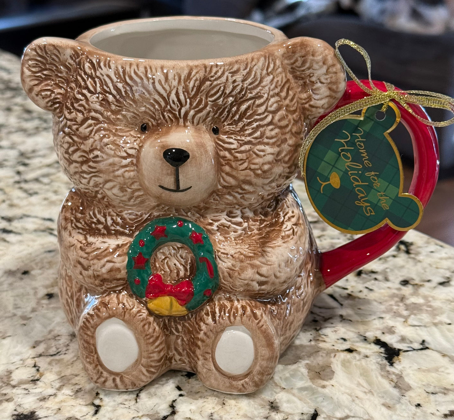 New Home for the Holidays ceramic teddy bear coffee mug