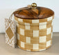 New Made in India ceramic 5” storage butter ceramic check checkered storage canister decor