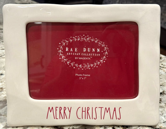 New Rae Dunn white ceramic MERRY CHRISTMAS 5x7 photo size picture frame