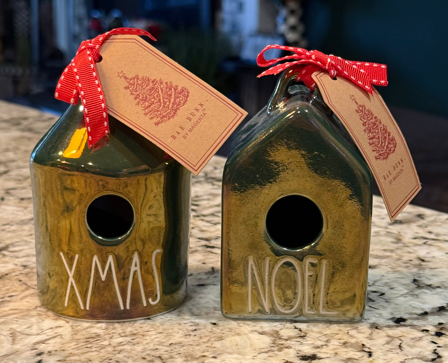 New Rae Dunn 2-piece Christmas ornament set NOEL & XMAS