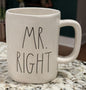 Rae Dunn white ceramic coffee mug MR. RIGHT