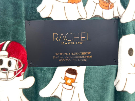New Rachel Roy green ghost oversized football throw blanket bedding 60x70