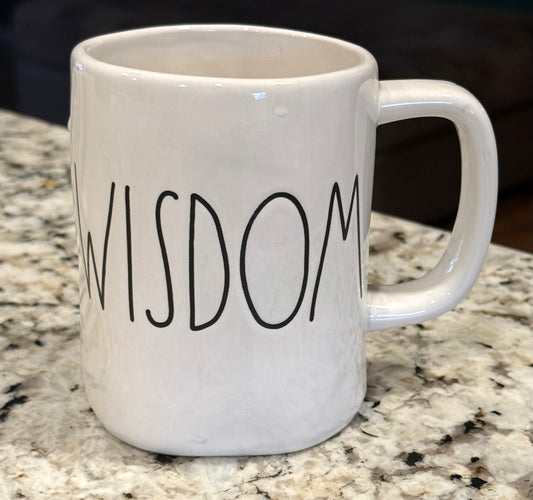 New Rae Dunn white ceramic coffee mug WIDSOM