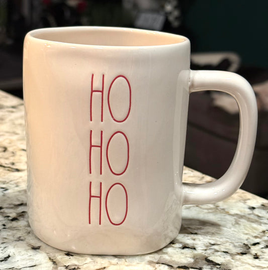 New Rae Dunn white ceramic Christmas coffee mug HO HO HO