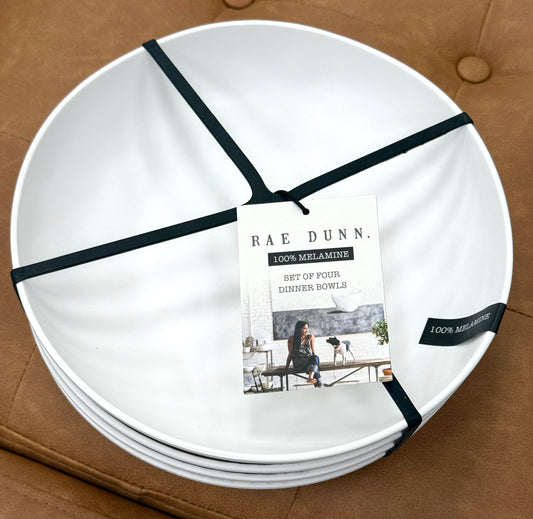 New Rae Dunn white melamine 4-piece bowl set LET’S EAT