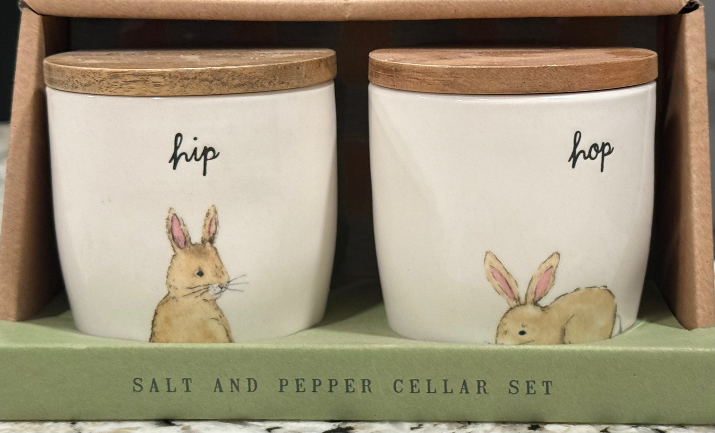 New Rae Dunn 3.5”ceramic Easter Bunny cellar set HIP HOP