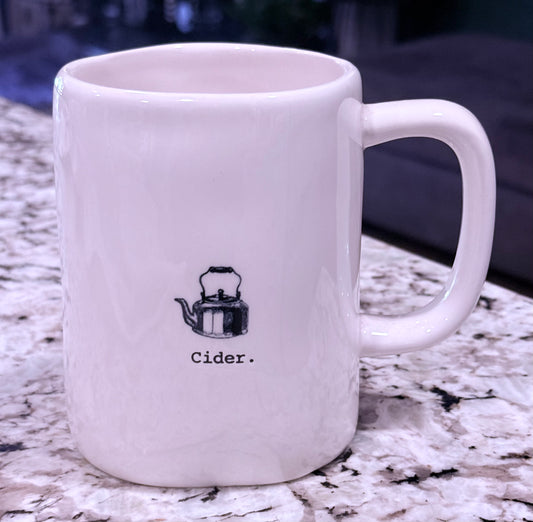 New Rae Dunn white ceramic coffee mug CIDER