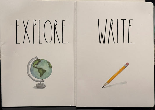 Rae Dunn white 2-piece lined notebook set EXPLORE & WRITE
