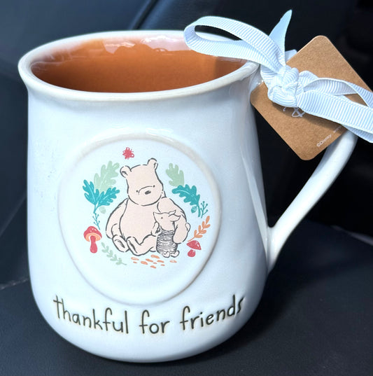 New Rae Dunn x Disney’s Winnie the Pooh ceramic coffee mug -THANKFUL FOR FRIENDS