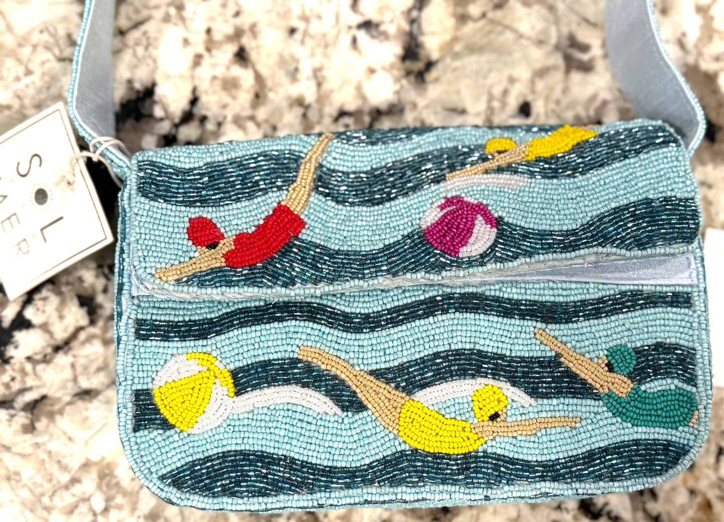 New beaded Made in India swimmer/swimming handbag