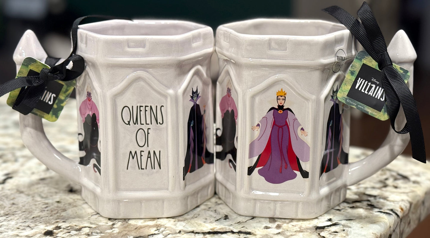 New Rae Dunn x Disney’s Villan line white ceramic coffee mug QUEENS OF MEAN