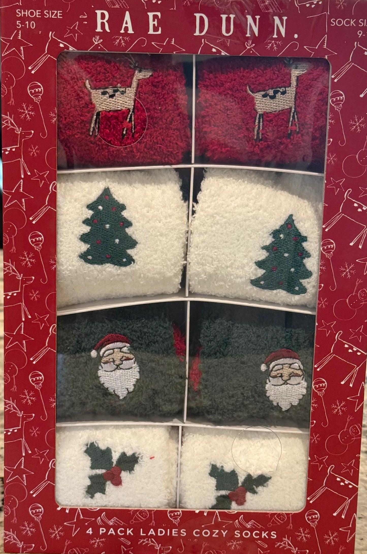 New Rae Dunn 4-piece COZY socks boxed gift set size 5-10