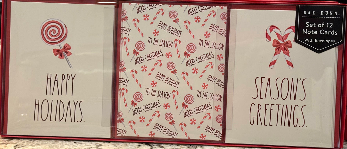New Rae Dunn Christmas 3-style note card set with envelopes