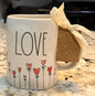 New Rae Dunn ceramic growing heart flower coffee mug LOVE