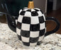 New ceramic black and white checkered pumpkin teapot