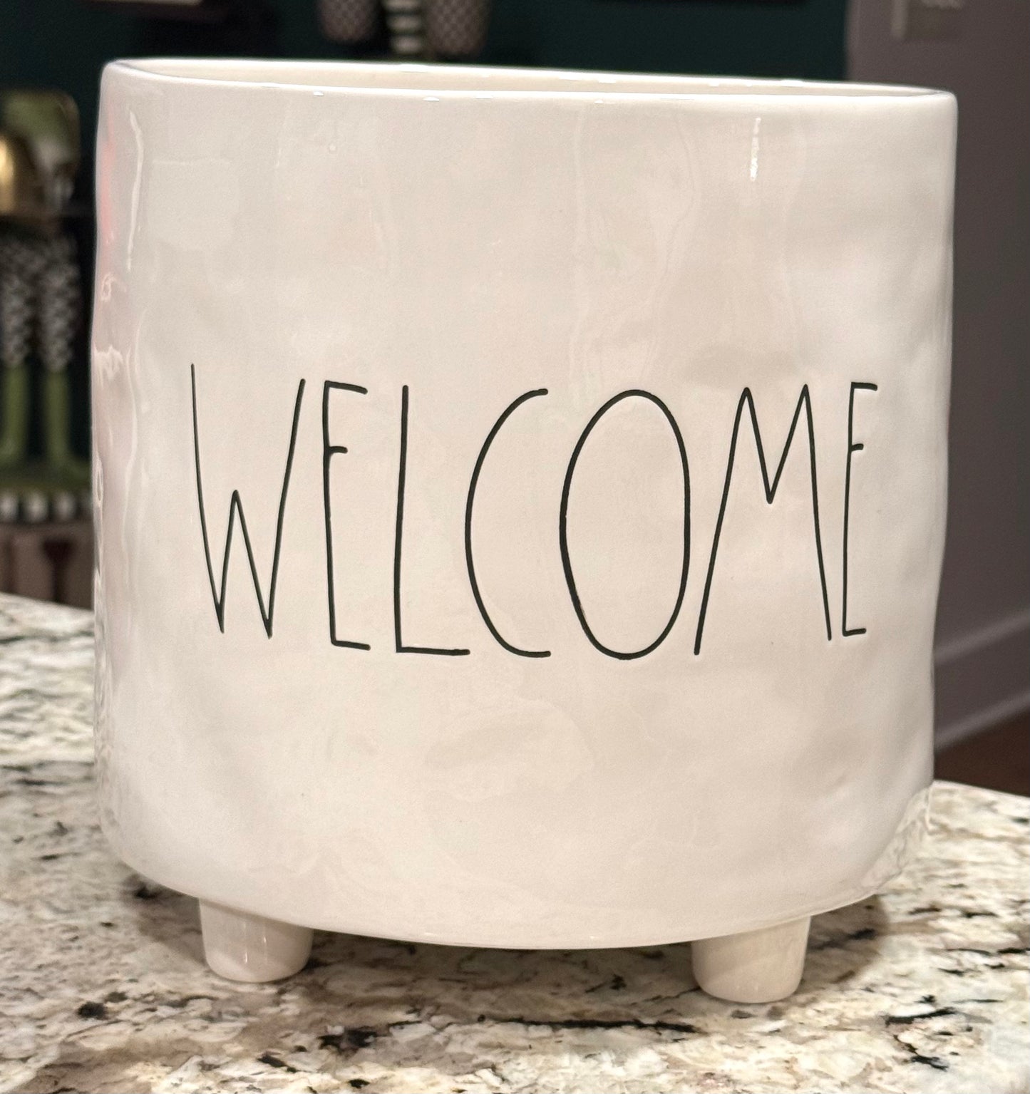large! Rae Dunn white ceramic WELCOME garden planter pot