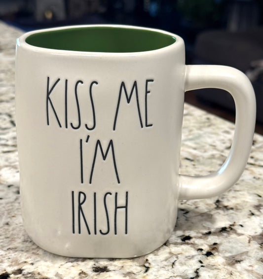 New Rae Dunn St. Patrick’s Day ceramic coffee mug KISS ME I’M IRISH