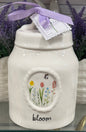New Rae Dunn 6” ceramic floral spring BLOOM canister