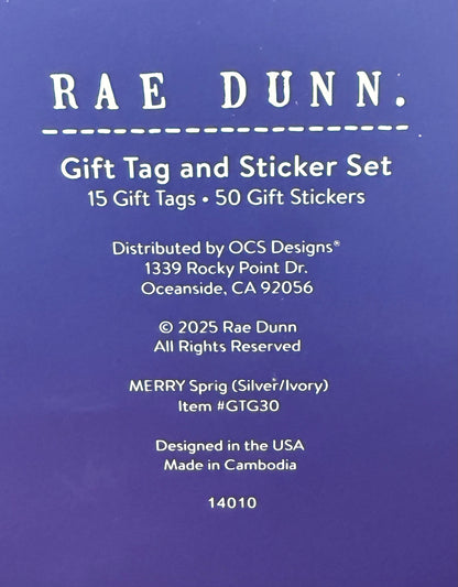 New Rae Dunn Christmas tag and sticker box set-blue