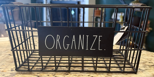 New Rae Dunn metal 11.5 x 8.5 ORGANIZE. storage basket