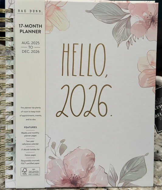 New Rae Dunn white floral 8x10 hardback 2026 planner