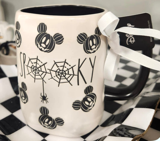 New Rae Dunn x Disney’s Mickey Mouse face ceramic Halloween coffee mug SPOOKY