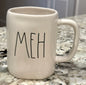 Rae Dunn white ceramic MEH coffee mug