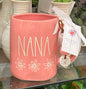 New Rae Dunn pink floral ceramic coffee mug with charm NANA