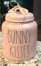 New Rae Dunn pink speckled Easter canister 8” BUNNY KISSES