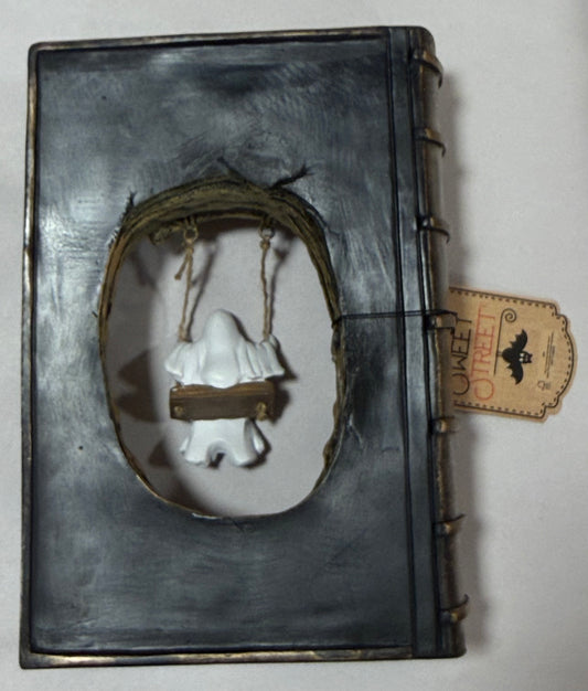 New Sweet Steet resin Halloween swinging ghost book decor