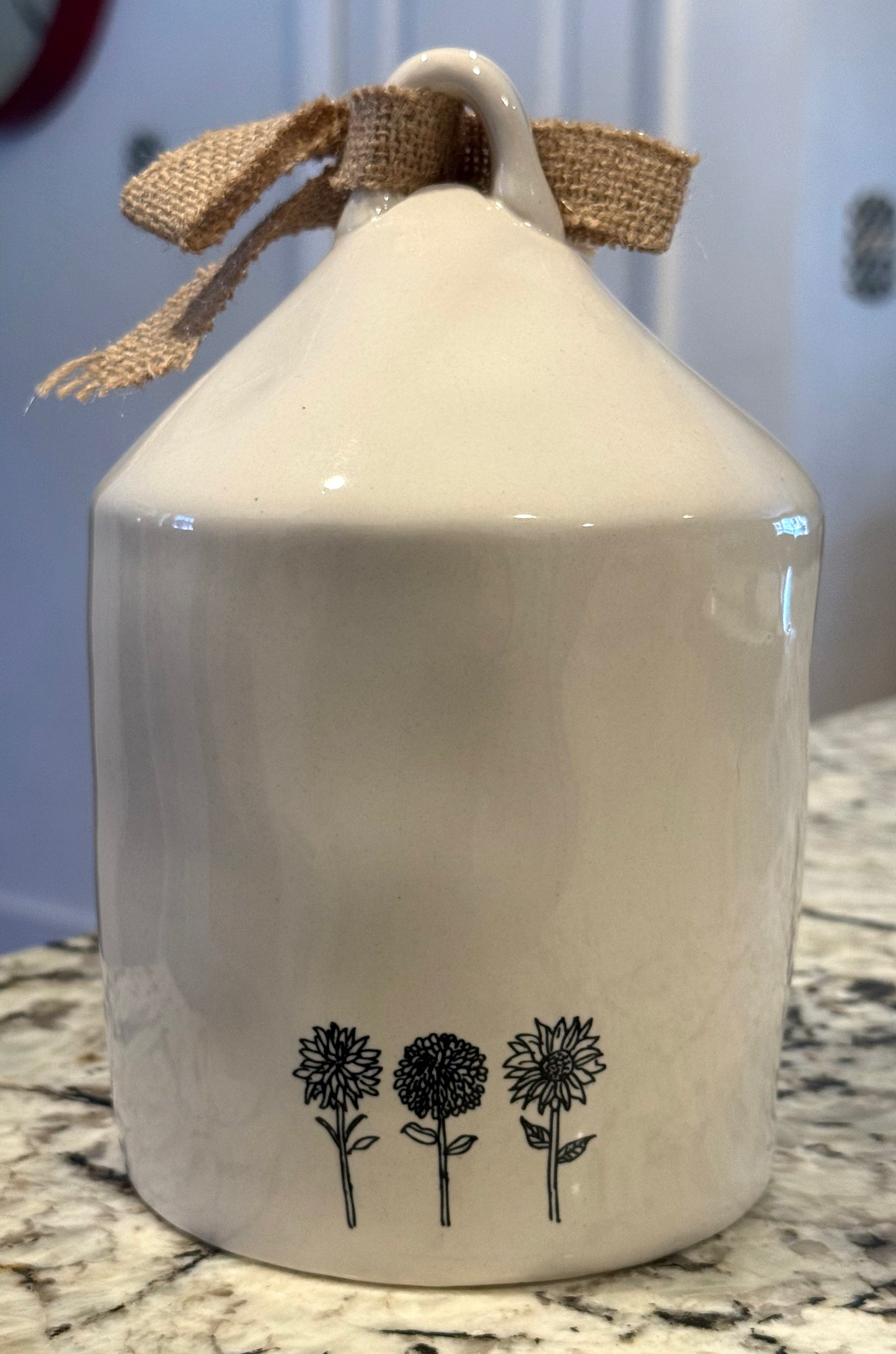 New Rae Dunn white ceramic HOME birdhouse with 3 flowers on back