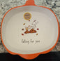 New Rae Dunn x Peanuts Snoopy ceramic fall pumpkin baking dish FALLING FOR YOU