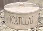 New Rae Dunn white ceramic TORTILLAS covered holder