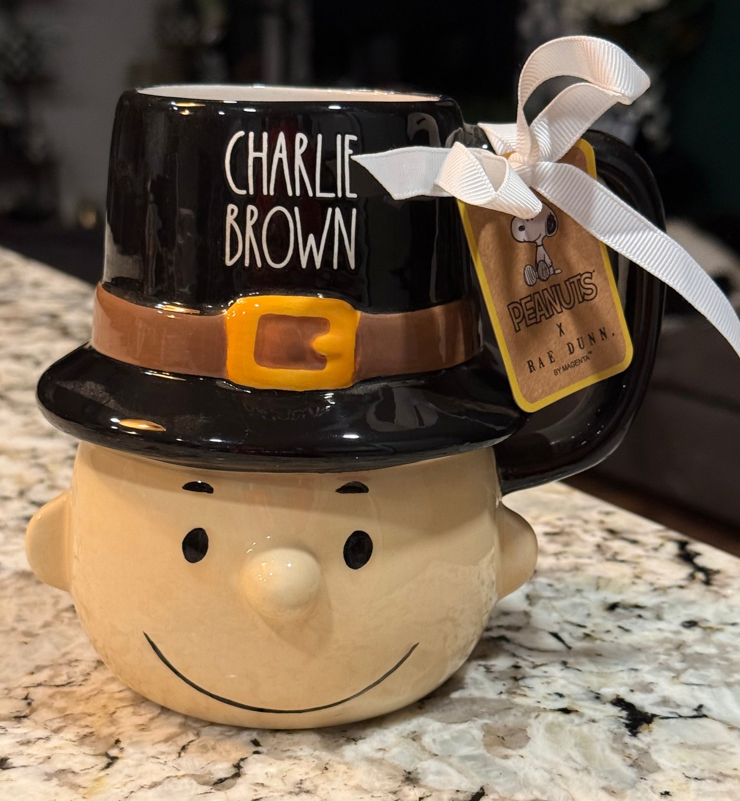 New Rae Dunn x Peanuts ceramic Thanksgiving CHARLIE BROWN coffee mug