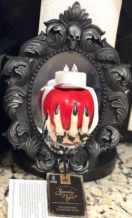 New Halloween decor poison apple hand coming out if mirror picture frame light up decor