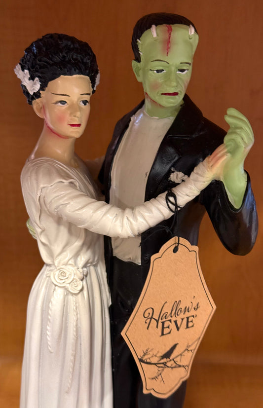 New resin Halloween decor Bride and Frankenstein dancing figurine