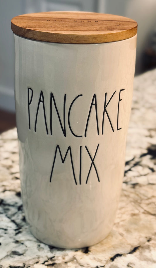 New Rae Dunn white ceramic cellar 8.25” storage PANCAKE MIX