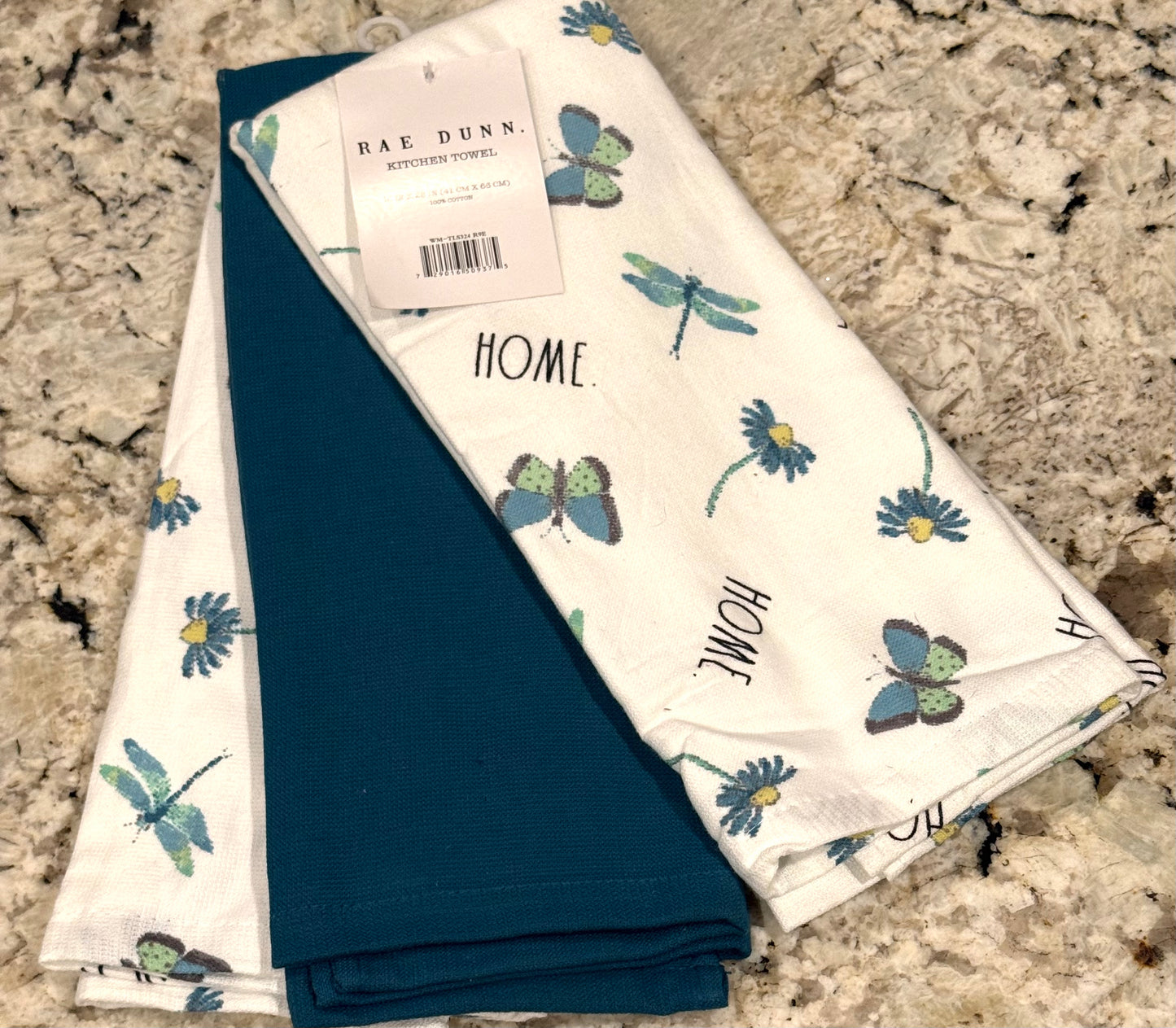 New Rae Dunn 3-piece butterfly kitchen dish towel set HOME